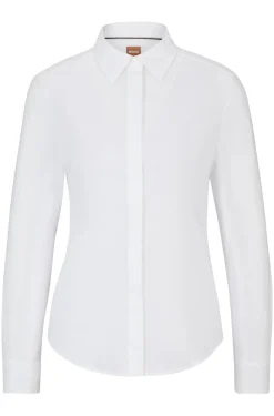 Slim-Fit Bluse aus Baumwoll-Mix mit Popeline-Struktur