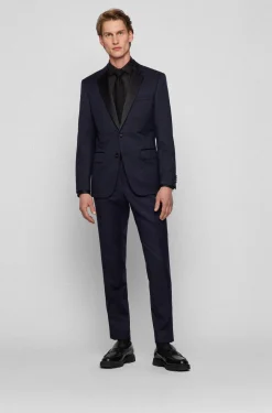 SLIM-FIT SMOKING-JACKETT AUS SCHURWOLL-SERGE