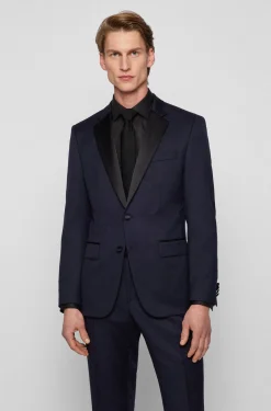SLIM-FIT SMOKING-JACKETT AUS SCHURWOLL-SERGE