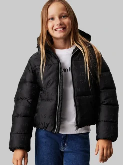 Steppjacke mit Kapuze und Logo