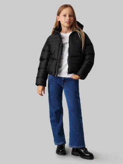 Steppjacke mit Kapuze und Logo