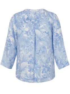 Stilvolle 3/4-Arm-Viskosebluse mit Tropenmotiven