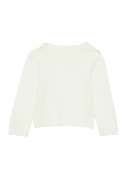Strickjacke aus Viskosemix mit Wellsaum und blumenförmigen Knöpfen