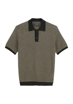 Strick-Poloshirt regular aus Bio-Baumwoll-Leinen-Mix