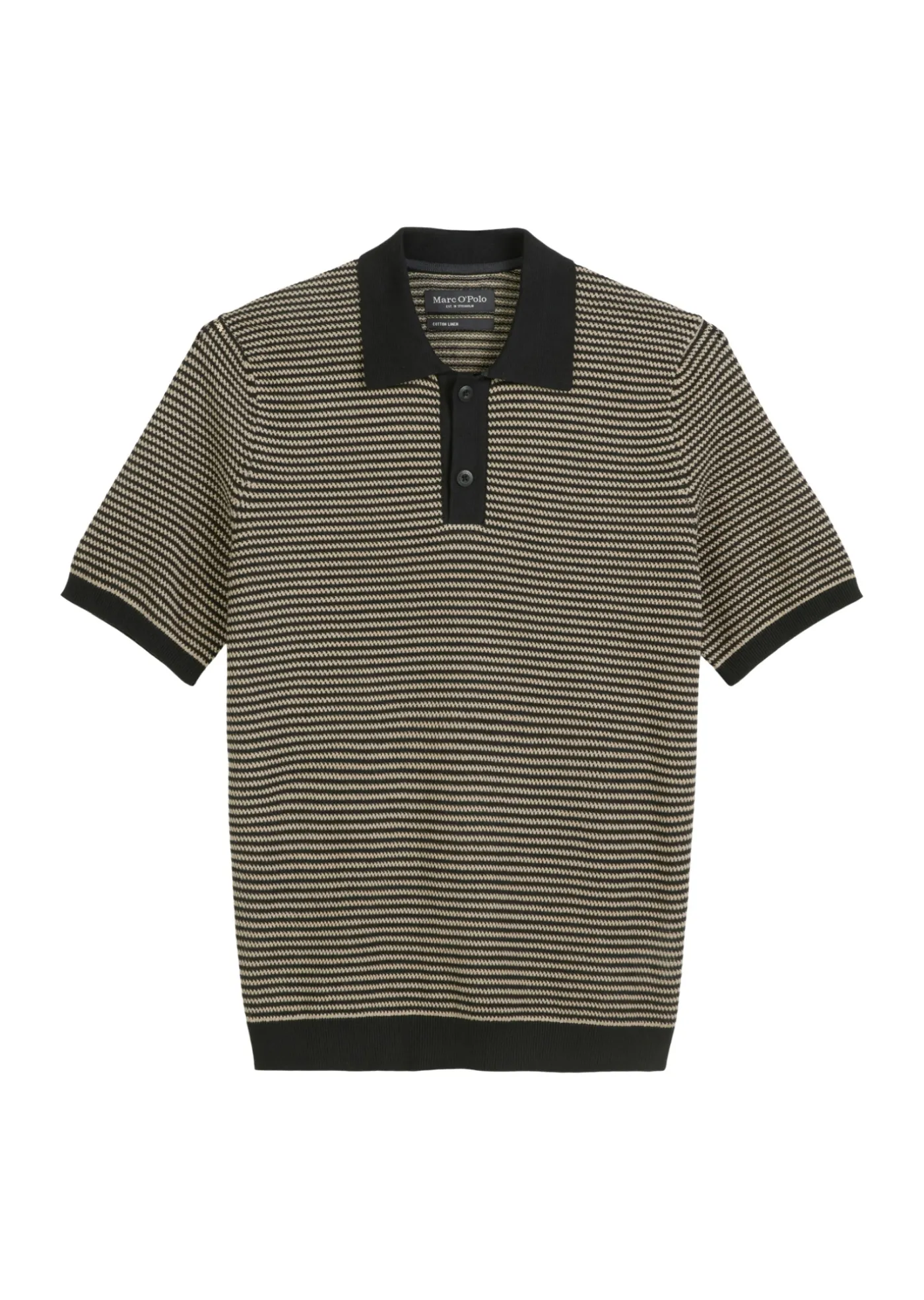 Strick-Poloshirt regular aus Bio-Baumwoll-Leinen-Mix