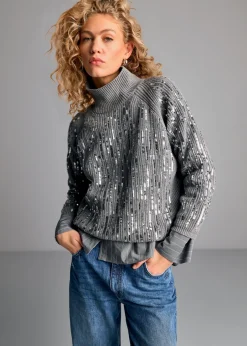 Strickpullover mit Pailletten