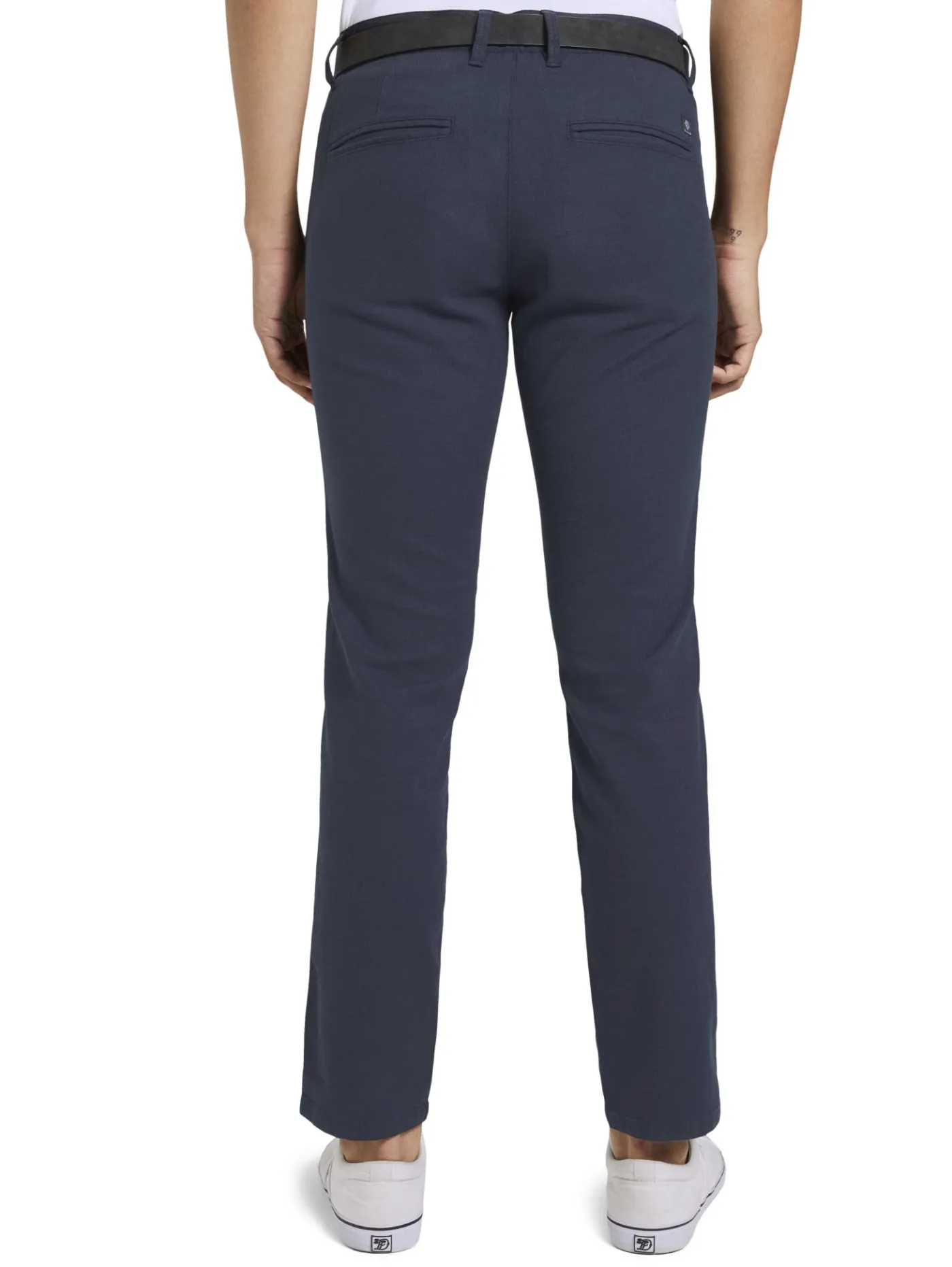 Strukturierte Chinohose mit Gürtel