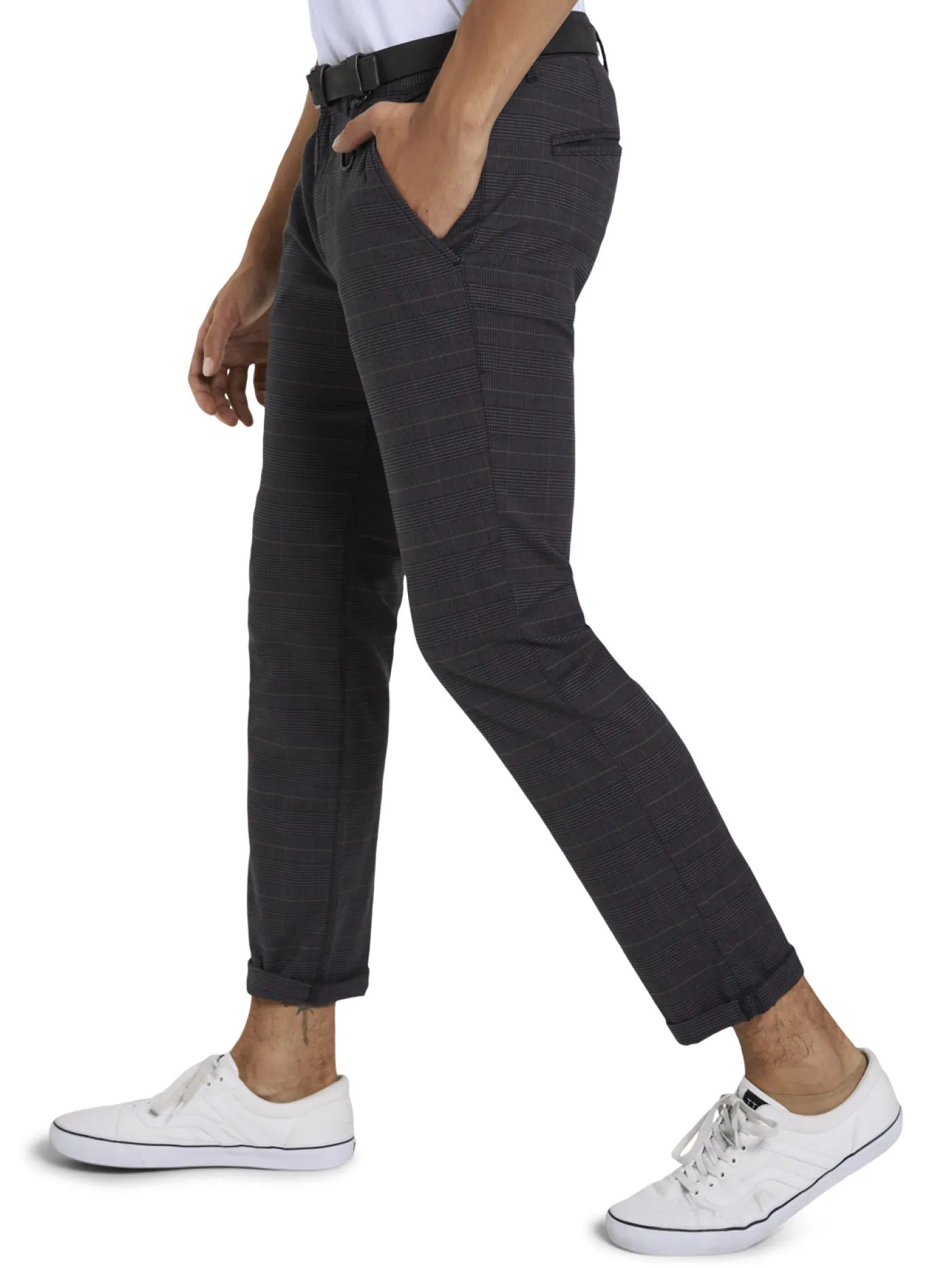 Strukturierte Chinohose mit Gürtel