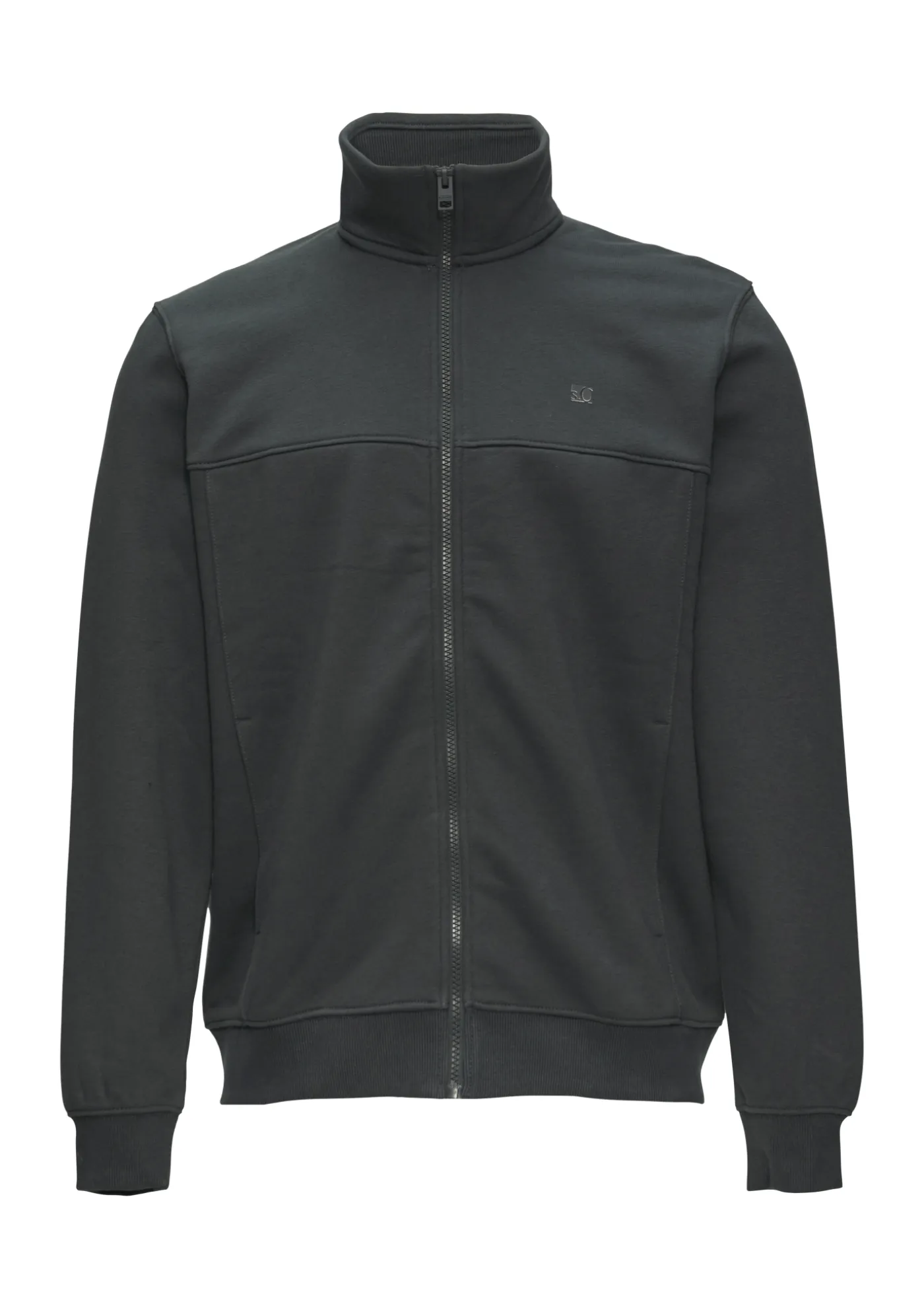 Sweatjacke mit Stehkragen und Logo-Detail