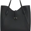 Tote Bag aus genarbtem Leder mit goldfarbenen Metalldetails