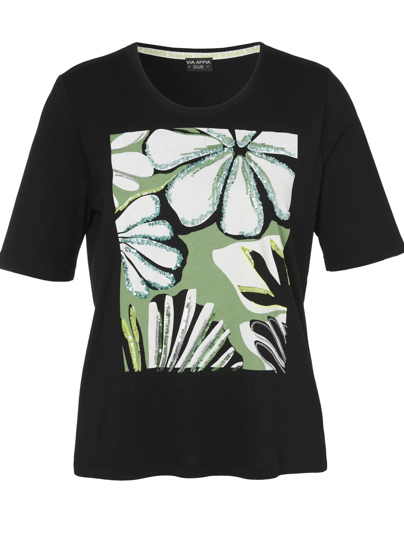 T-Shirt mit Rundhals und Pailletten