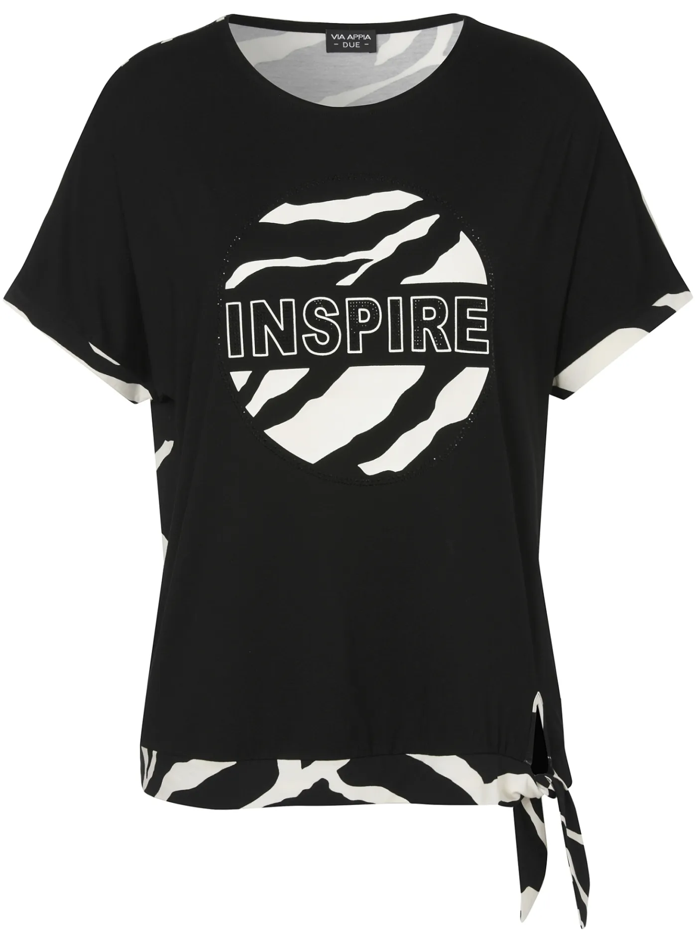T-Shirt mit Rundhals und Strass
