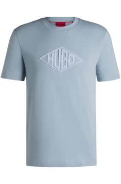 T-Shirt aus Baumwoll-Jersey mit geometrischer Logo-Stickerei