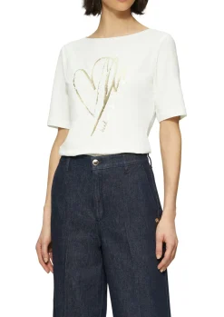 T-Shirt aus Baumwollmix mit Metallic-Print