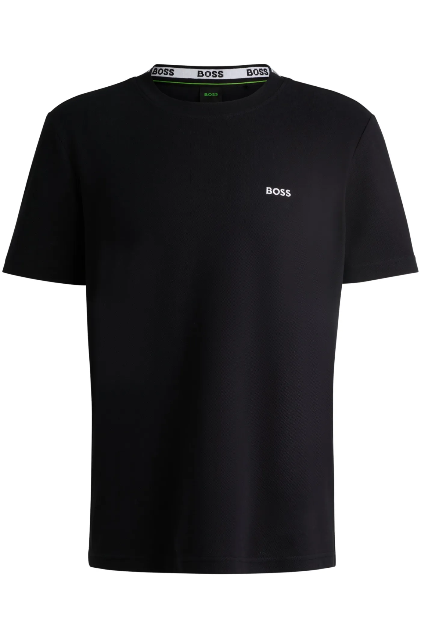 T-Shirt aus Baumwoll-Piqué mit Oxford-Jacquard-Kragen hinten