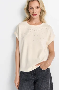 T-Shirt aus supersoftem Jersey mit Perlenapplikation