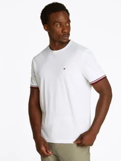 T-Shirt mit farbigen Bündchen