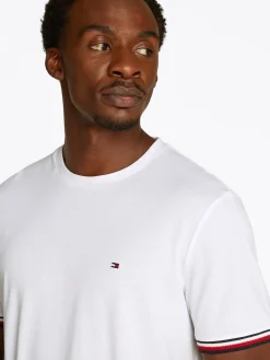 T-Shirt mit farbigen Bündchen