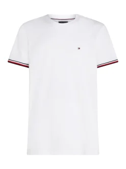 T-Shirt mit farbigen Bündchen