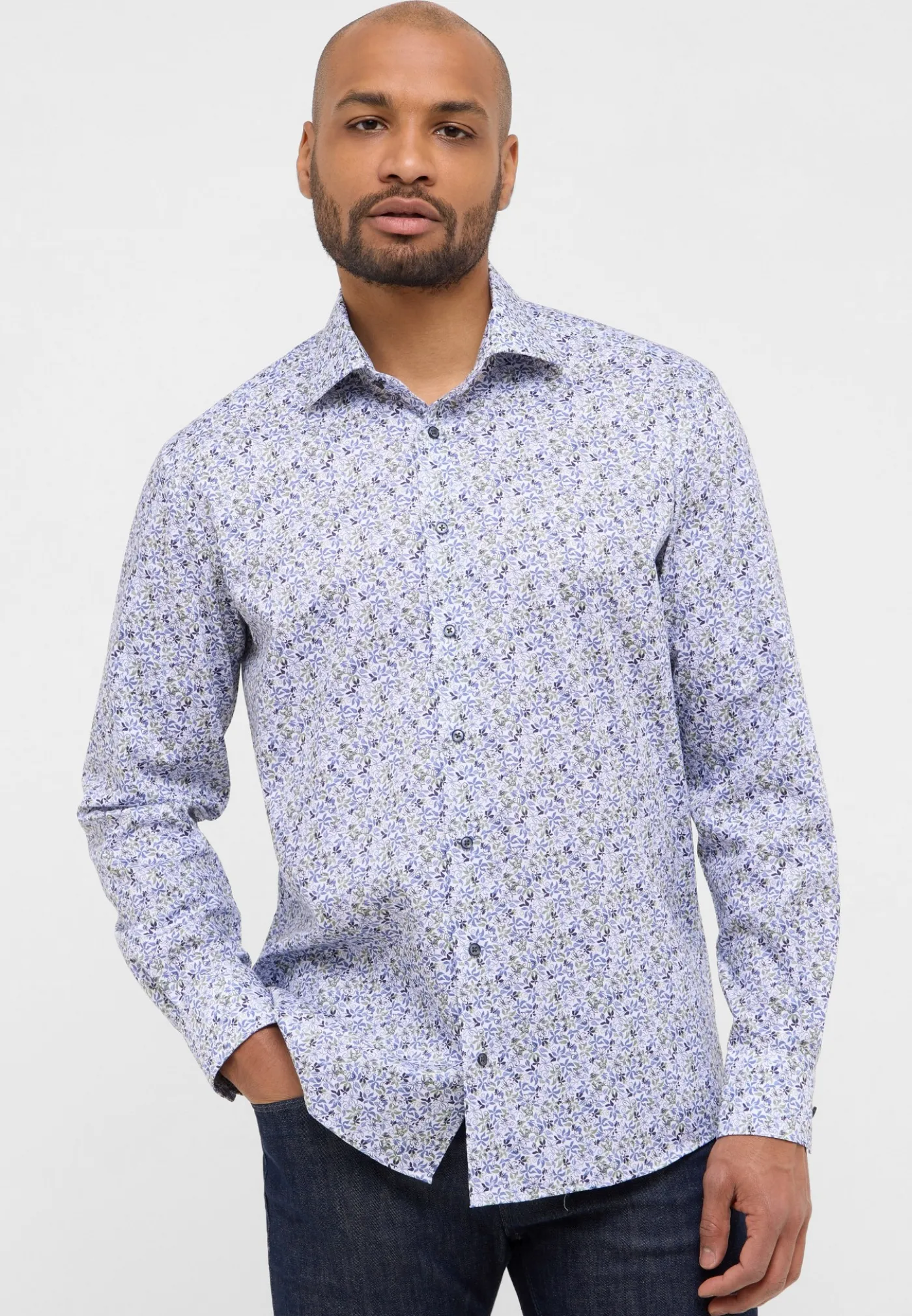Twillhemd mit floralem Print