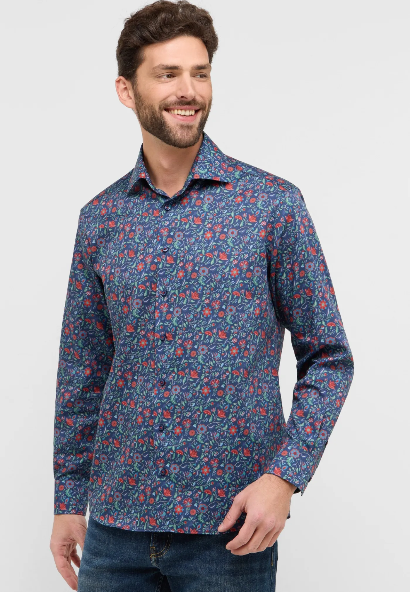 Twillhemd mit floralem Print