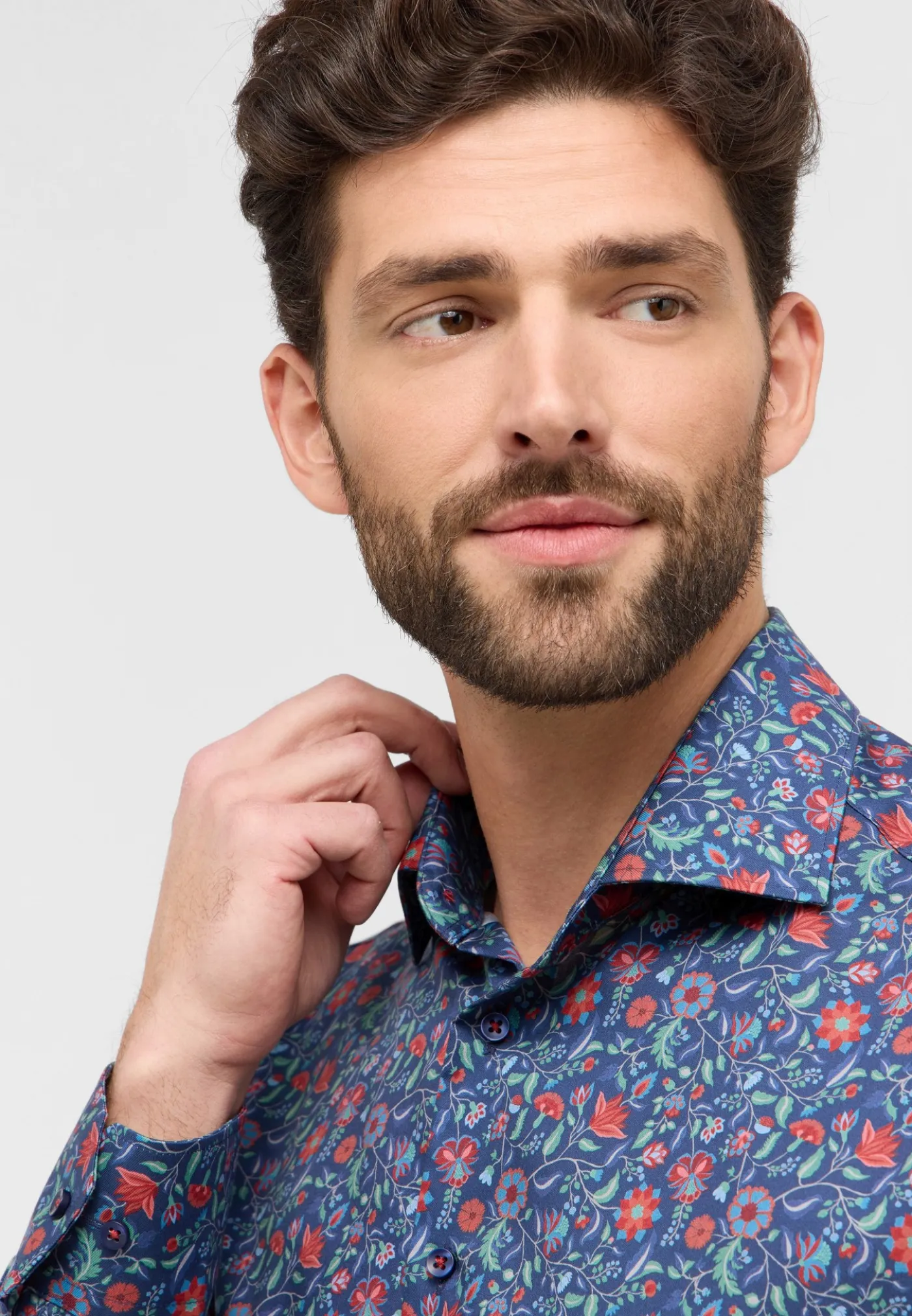 Twillhemd mit floralem Print