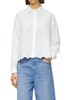 Verkürzte Bluse mit Lochstickerei
