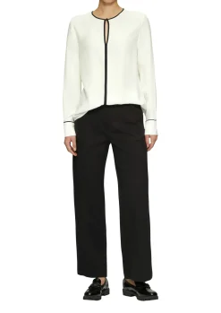 Viskosebluse mit Kontrastdetails
