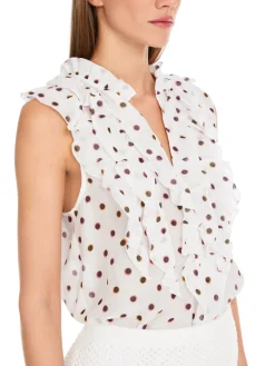 Volant-Bluse mit Tupfen