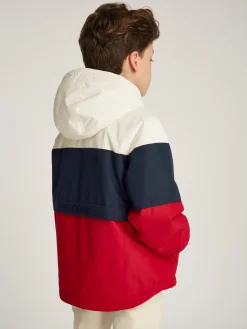 Wattierte Color Block-Jacke mit Kapuze