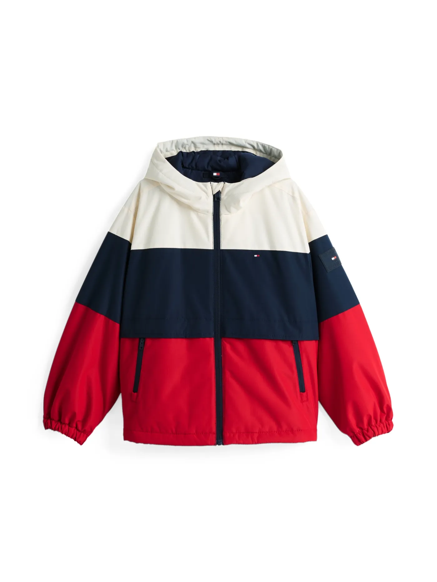 Wattierte Color Block-Jacke mit Kapuze