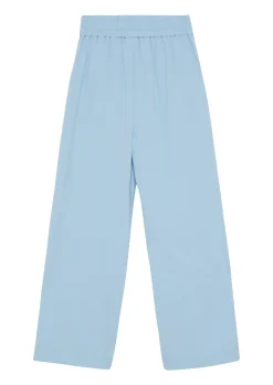 Wide-Leg-Hose aus Twill mit Elastikbund und Eingrifftaschen