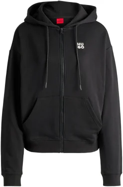 Zip-Up-Hoodie aus Baumwoll-Terry mit gestapeltem Logo